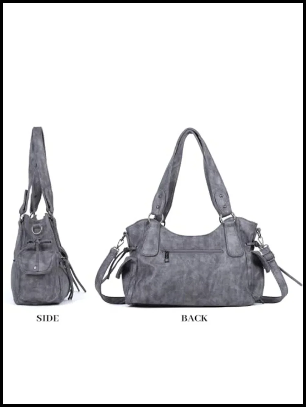 Retro Washed Vegan Leather Hobo Bag Women Large Satchel Crossbody Purse Handbag